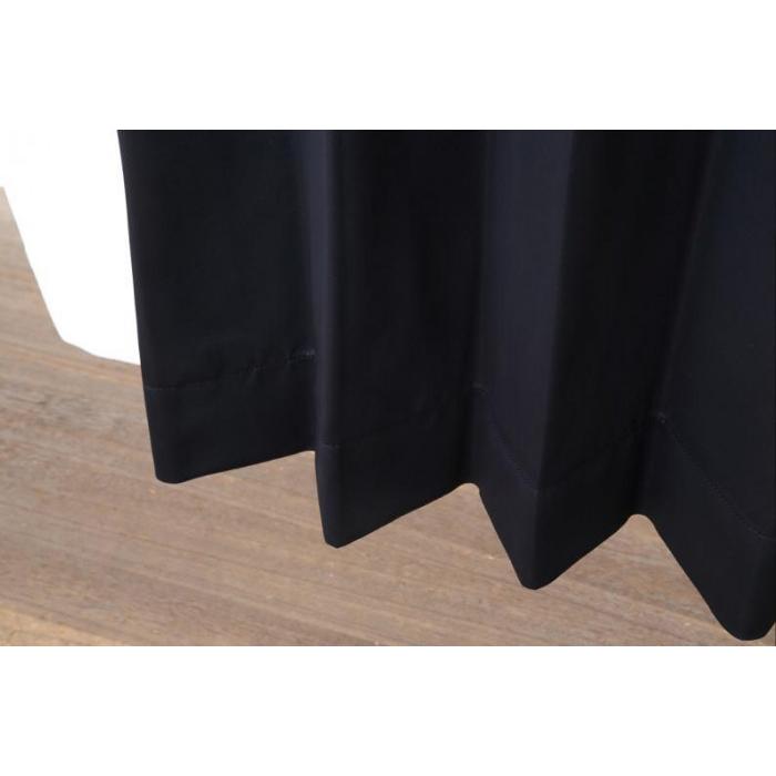 受注生産 防炎遮光1級カーテン ブラック 約幅150×丈185cm 2枚組 :ab 