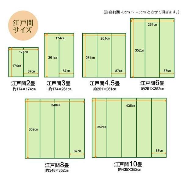 返品保証有 洗える PPカーペット 『五木』 江戸間6畳(約261×352cm) 2103006