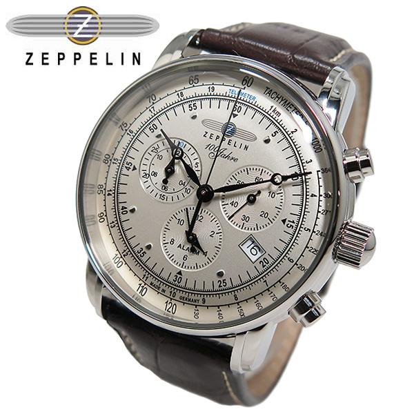 ツェッペリン ZEPPELIN 100周年記念 クオーツ メンズ クロノ 腕時計 7680-1 アイボリー｜shiningstore-next｜02
