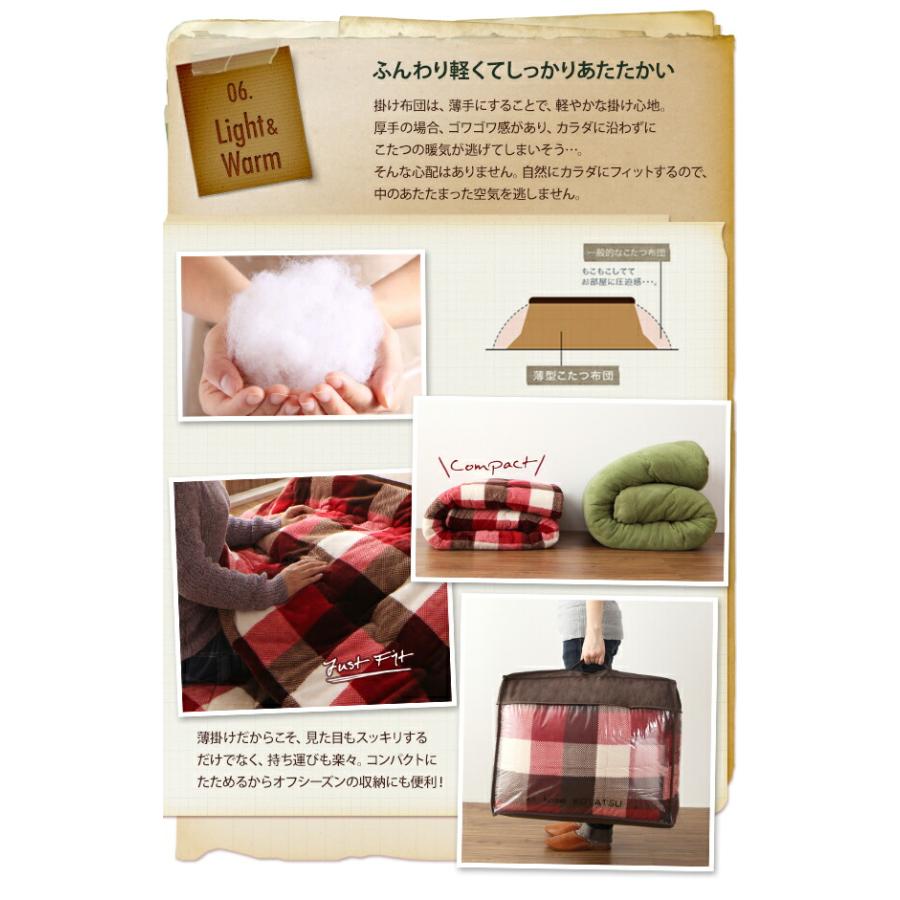 こたつ こたつ布団 おしゃれ チェック柄はっ水こたつ布団 こたつ用掛け布団単品 4尺長方形(80×120cm)天板対応の画像