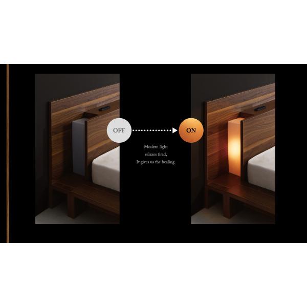 中古品 ベッドフレーム ベッド セミダブル マットレス付き モダンライト コンセント付きローベッド マルチラススーパースプリングマットレス付き セミダブル 【ZYX9683283882】(34992円)