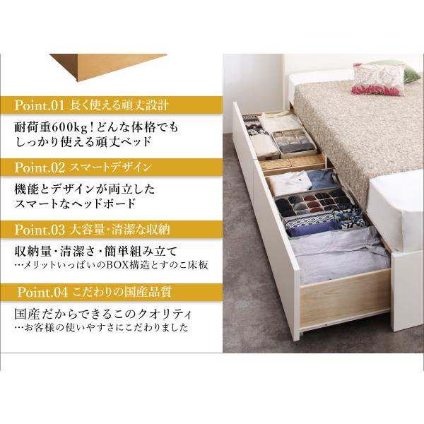 【正規品】 ベッドフレーム 収納ベッド セミダブル マットレス付き 長く使える棚 コンセント付国産頑丈2杯収納ベッド 薄型抗菌国産ポケットコイルマットレス付き セミダブル 【9976052798】(36050円)