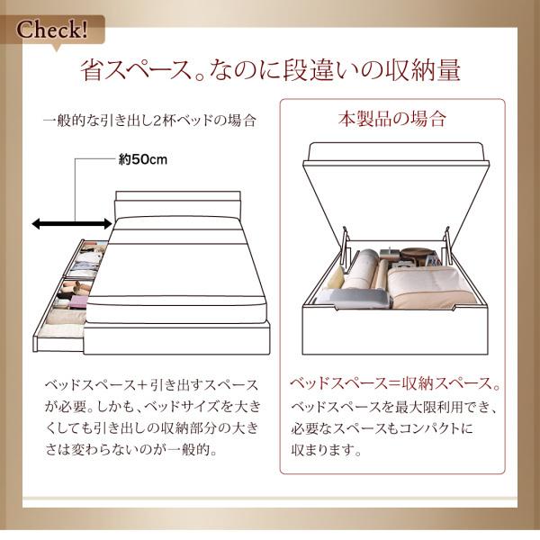 ベッドフレーム 収納ベッド セミダブル 組立設置付 国産跳ね上げ収納