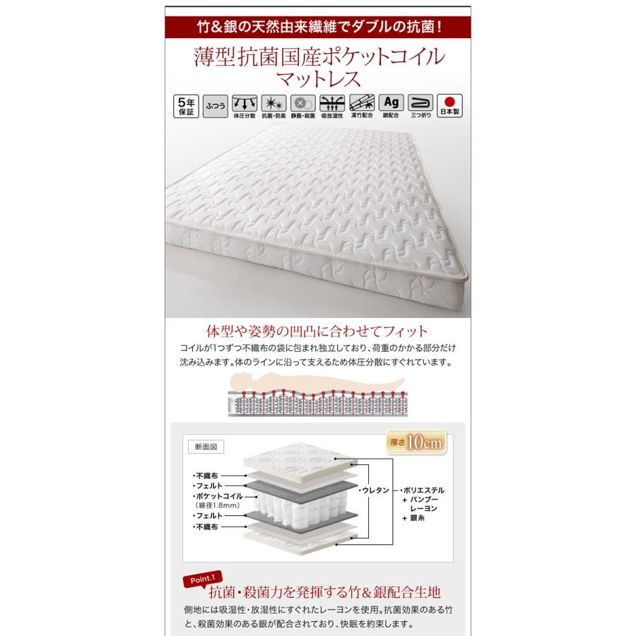 ベッドフレーム 収納ベッド 壁付できる棚コンセント付国産ファミリー