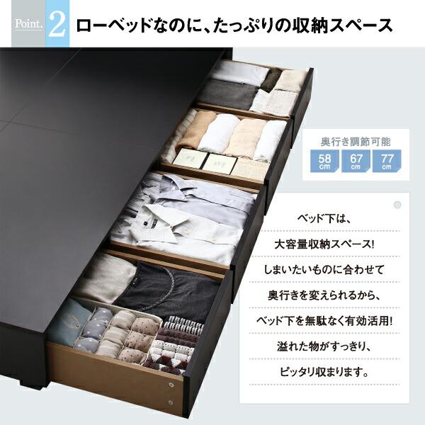 選べる引出収納付きシンプルデザインローベッド ベッドフレームのみ
