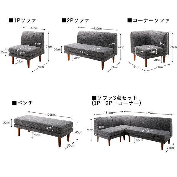 ダイニングセット（テーブル&ソファ） 3人 4点セット(テーブル+2P