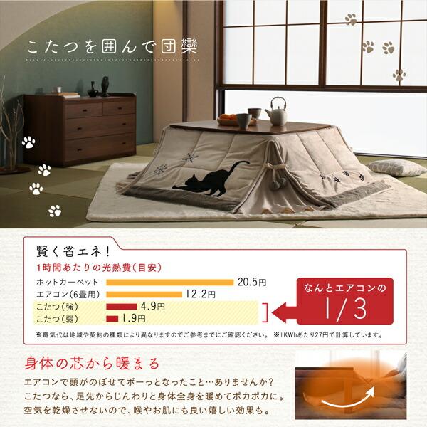 こたつ こたつ布団 おしゃれ シルエットが可愛い！ 猫柄省スペースこたつ布団 こたつ用掛け布団単品 正方形(75×75cm)天板対応_13