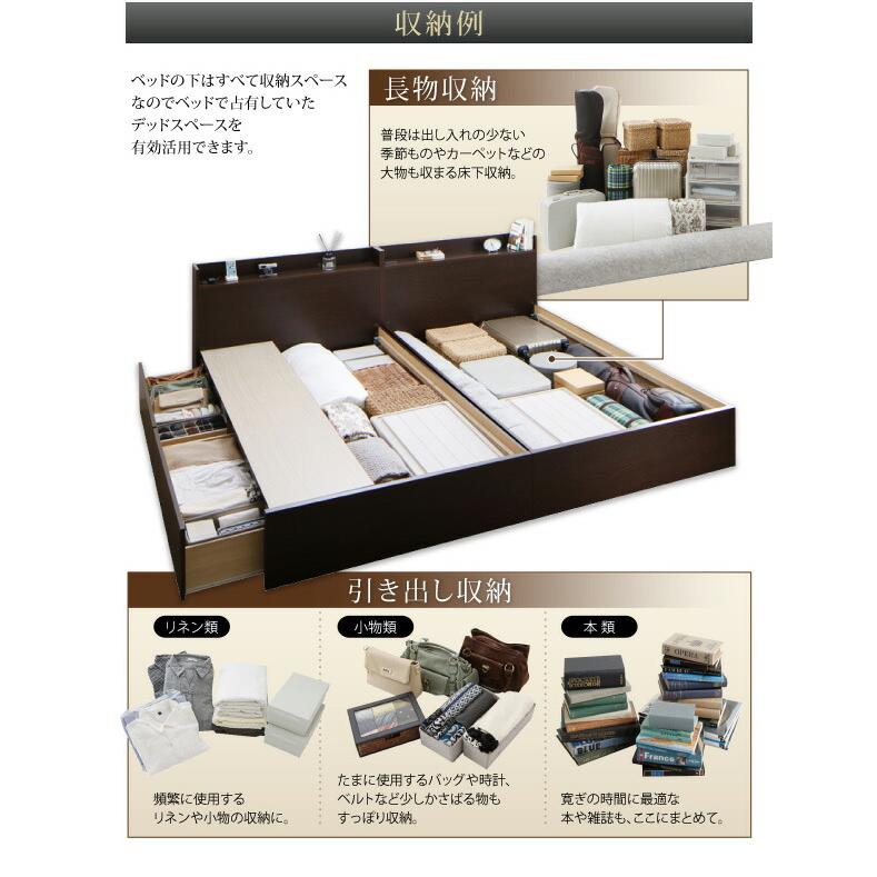 50%OFF半額 収納付きベッド シングルベッド セミダブルベッド 収納 収納付き 収納ベッド 大容量 ベッドフレームのみ B(S)+A(SD)タイプ ワイドK220 組立設置付