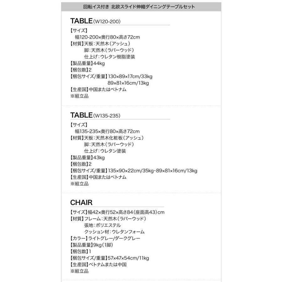 ダイニングテーブル 北欧スライド伸縮ダイニングテーブルシリーズ ダイニングテーブル単品 W135-235 組立設置付_18