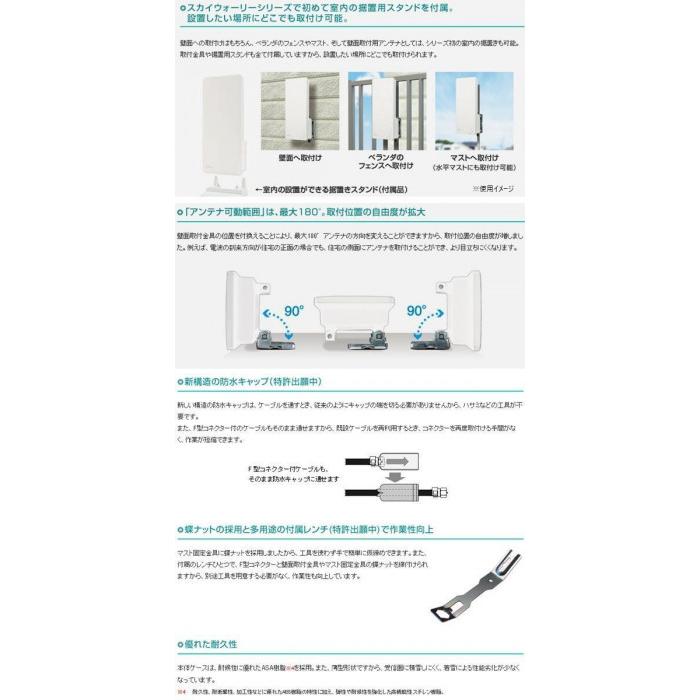マスプロ電工 SKY WALLIE mini 屋内・屋外両用 家庭用UHFアンテナ 簡易