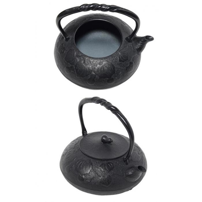 南部鉄器 宝生堂 IH対応鉄瓶(鉄蓋) 瓢 黒 1.2L 700097の画像