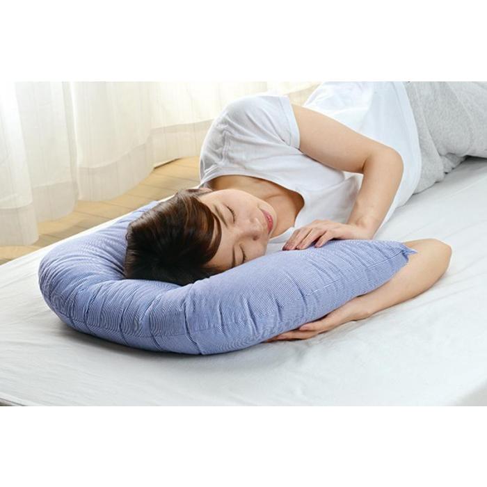 越後ふとん 優しく包み込まれる整体ピロー 63×43cm ブルー系 2折