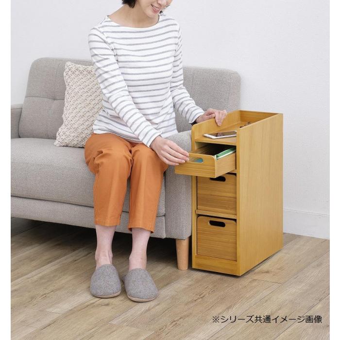 天然木桐材の軽量トレイワゴン W30×4段 ブラウン TRW-304066BR