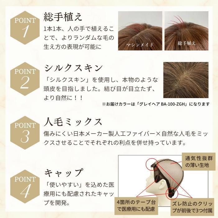 プリシラ BEAUTE 総手植えオールウィッグ ブロッサムカールショート 人毛ミックス グレイヘア BA-100-ZGH 総手植えオールウィッグ 2台