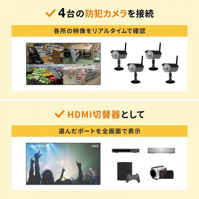 サンワサプライ 4入力1出力HDMI画面分割切替器 4K/60Hz対応 SW-PHD41MTV_3