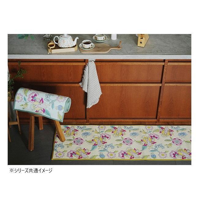 川島織物セルコン ミントン シンクロナイズハドンフラワー キッチンマット 50X200cm FT1234 Y イエローの画像