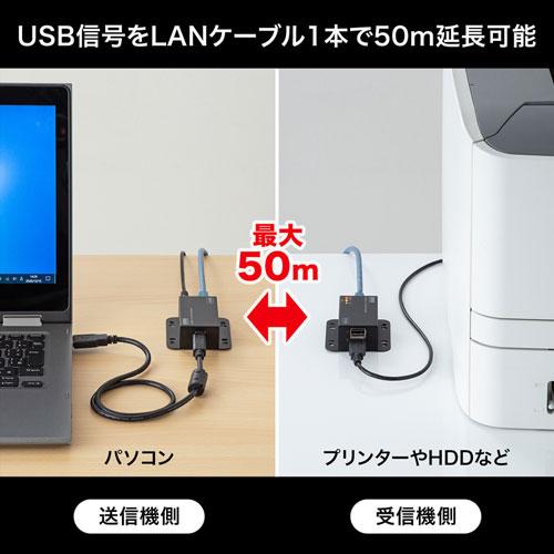 サンワサプライ USB2.0エクステンダー(2ポートハブ付き) USB-EXSET3