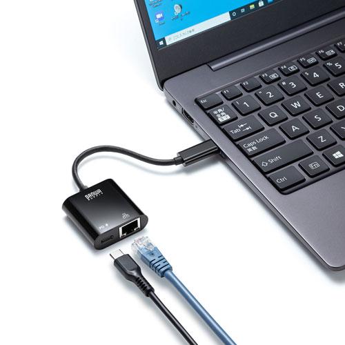 サンワサプライ USB3.2 TypeC-LAN変換アダプタ(PD対応・ブラック) USB-CVLAN7BK｜shiningstore｜03