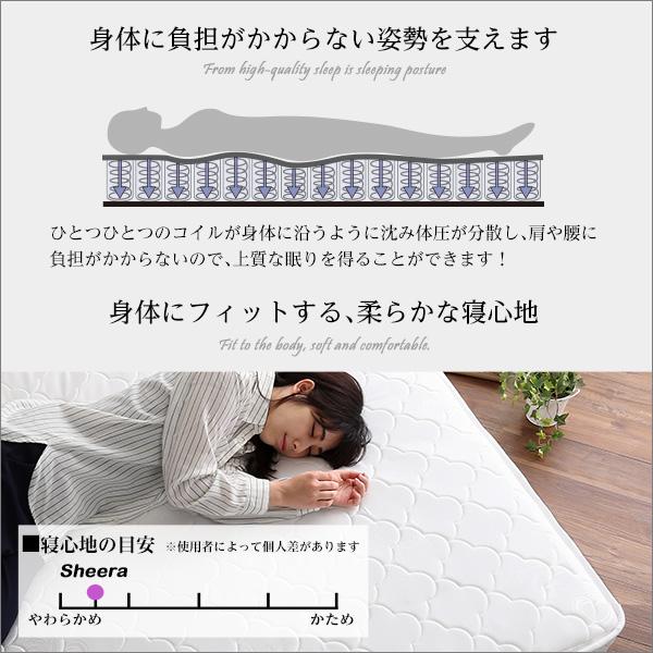 ロール梱包片面仕様ポケットコイルマットレス Sheera-シェエラ- ダブル