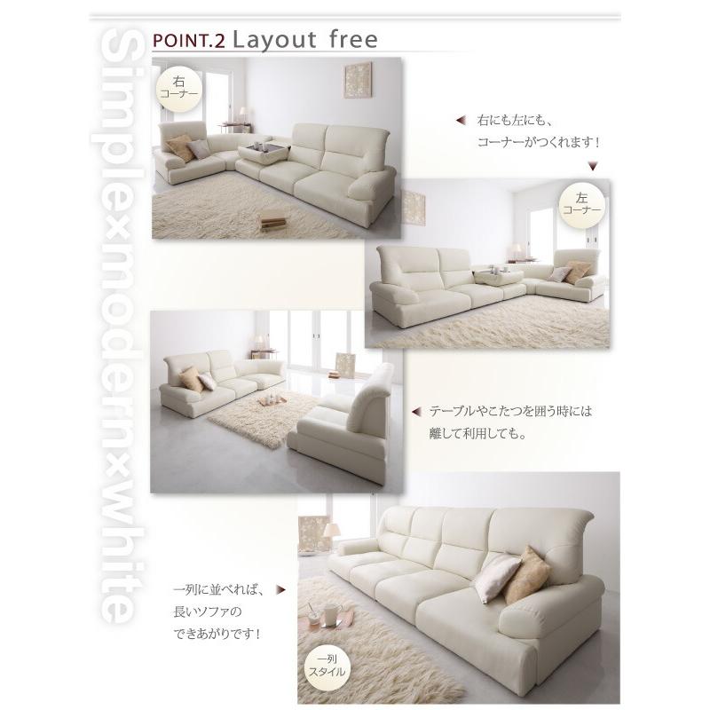 フロアソファ ハイバックフロアコーナーソファ WHITE ホワイト 5点
