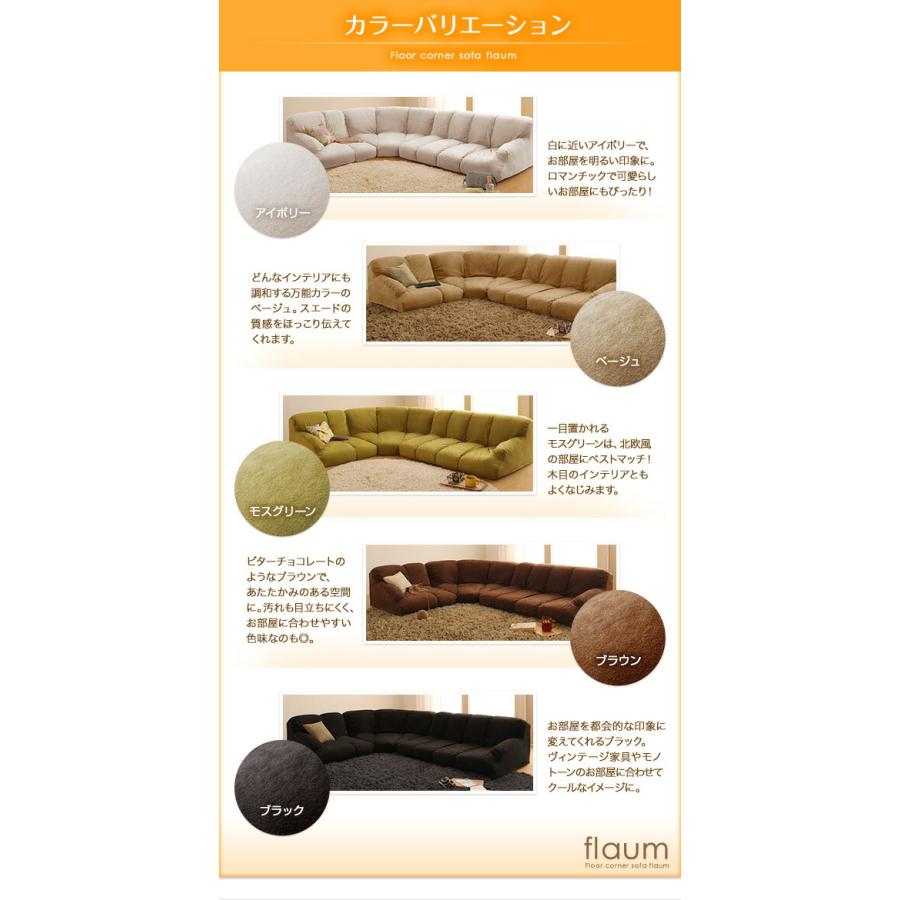 フロアソファ フロアコーナーソファ ロータイプ 左コーナーセット 1P+