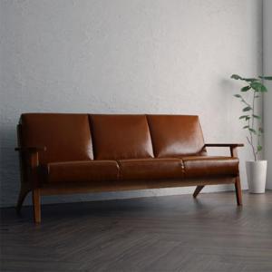北欧デザイン木肘レザーソファ Stinger スティンガー 2P