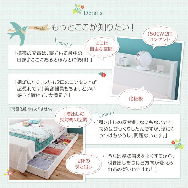 棚・コンセント付き収納ベッド Fleur フルール ベッドフレーム 棚・コンセント付き収納ベッド Fleur フルール ベッドフレーム