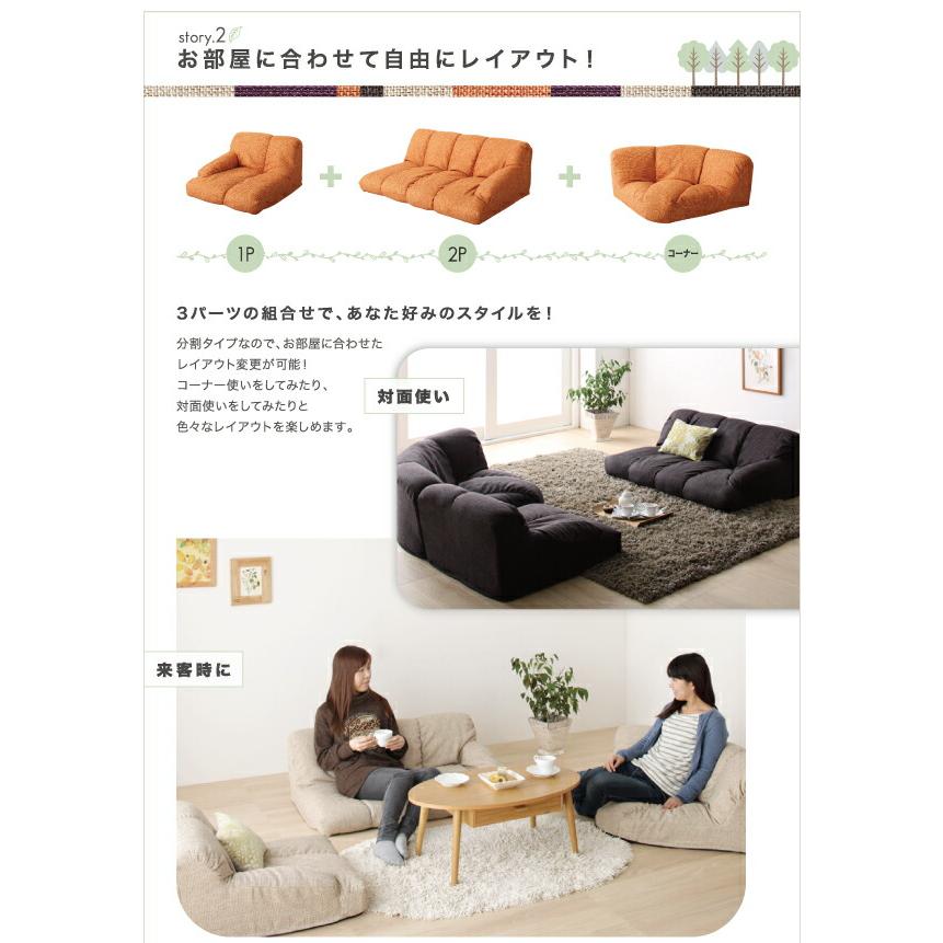 フロアソファ フロアコーナーソファ ロータイプ 左コーナータイプ 1P+