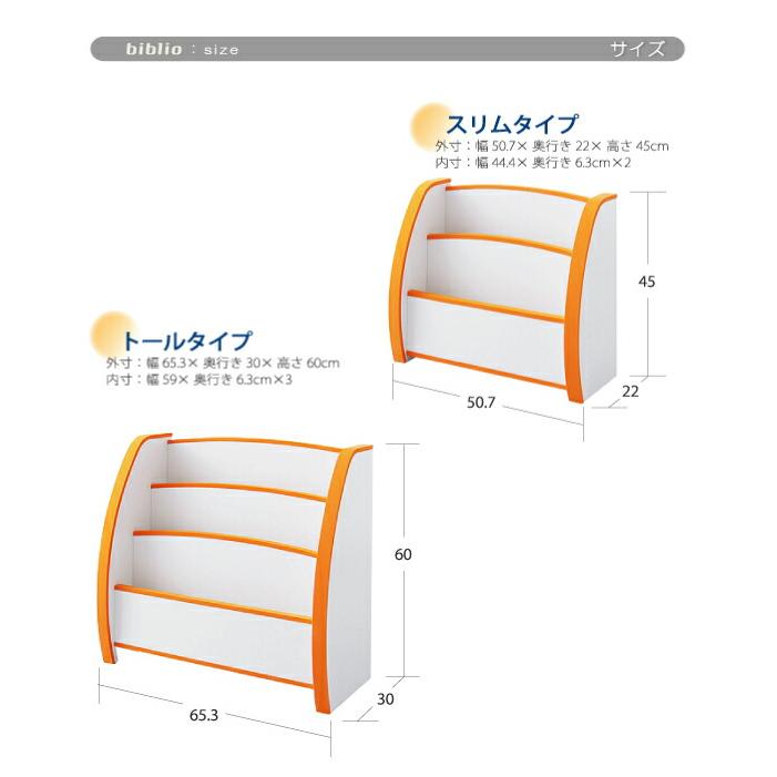 子供用収納 ソフト素材キッズファニチャーシリーズ 絵本ラック biblio ビブリオ スリムタイプの画像