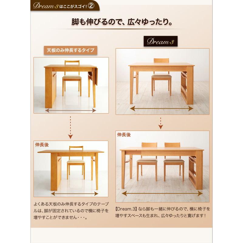 Dream.3 【テレ朝】 5点セット(テーブル+チェア4脚) W120-180