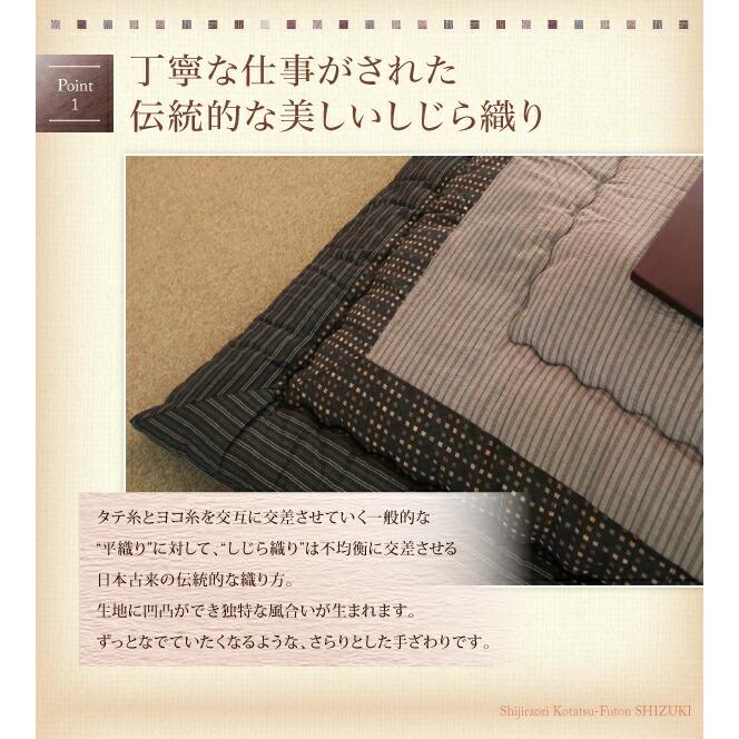 こたつ こたつ布団 おしゃれ しじら織りこたつ こたつ用掛け布団単品 6尺長方形(90×180cm)天板対応の画像