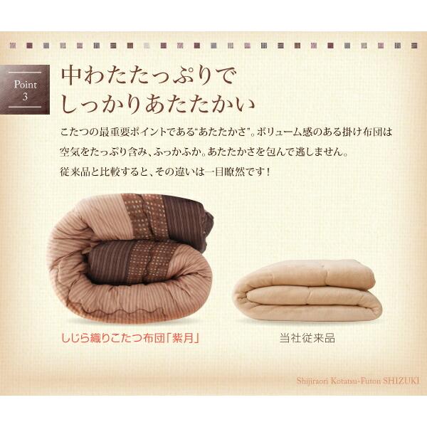 こたつ こたつ布団 おしゃれ しじら織りこたつ こたつ用掛け布団単品 6尺長方形(90×180cm)天板対応の画像
