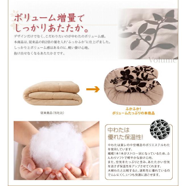 こたつ こたつ布団 おしゃれ スウェード調フラワーモチーフこたつ布団 こたつ用掛け布団単品 5尺長方形(90×150cm)天板対応の画像