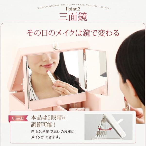 三面鏡付き カラフル木製メイクボックス : シャイニングストア - 通販