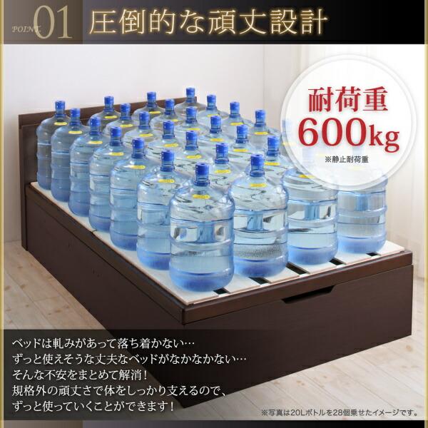 長く使える国産頑丈大容量跳ね上げ収納ベッド BERG ベルグ ベッドフレームのみ 縦開き セミシングル 【コンクリ】 深さグランド