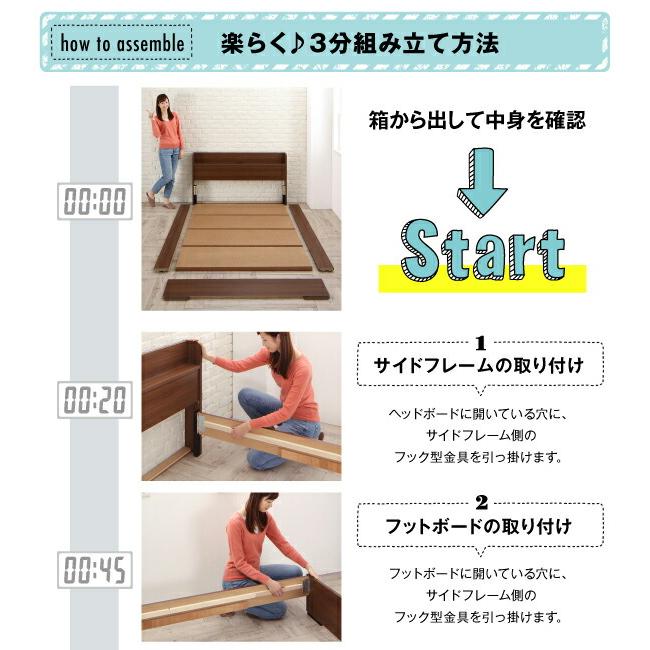 工具いらずの組み立て・分解簡単収納ベッド ベッドフレームのみ 