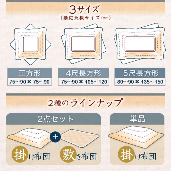 ブランド登録なし - 和レトロこたつ布団 掛布団\u0026敷布団2点仕かける 4尺矩形(80×120糎)天板相応う