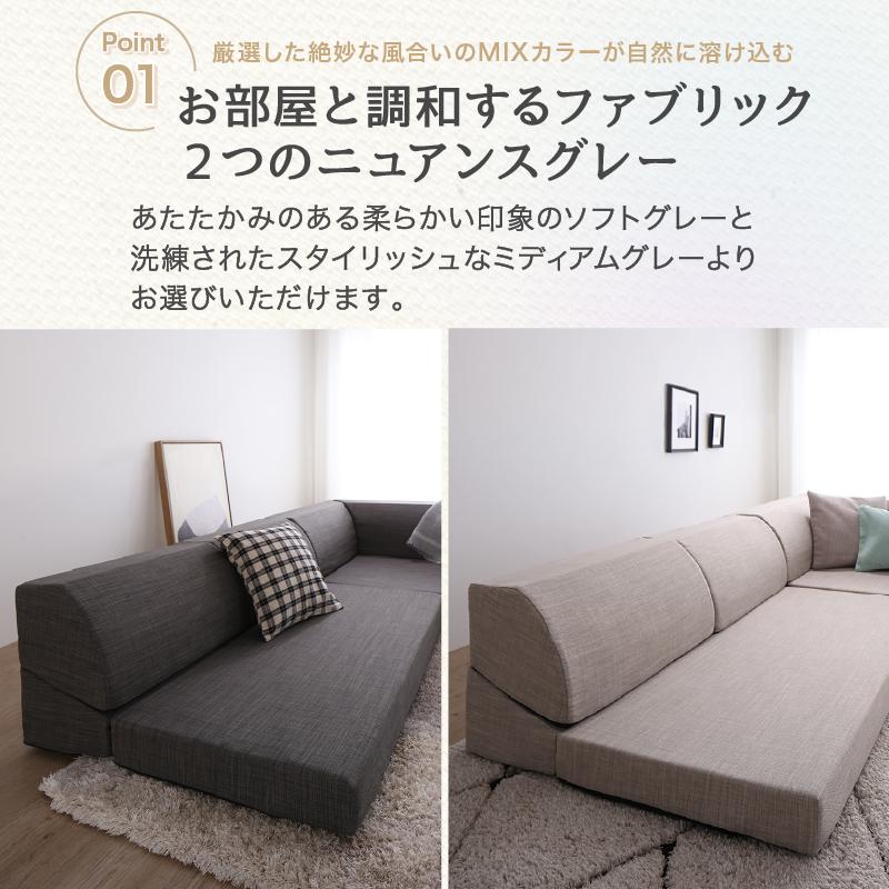 ミディアムグレー コーナーソファ 3点セット フロアコーナーソファ ソファ3点セット 1P+2P+コーナー 座面