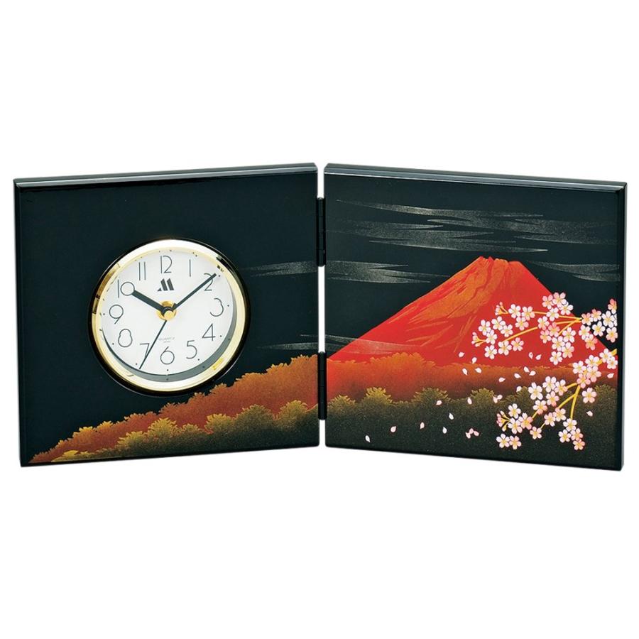 ミタニ 山中漆器(Mitani) 屏風時計(中) 富士さくら (富士山)M14326-3