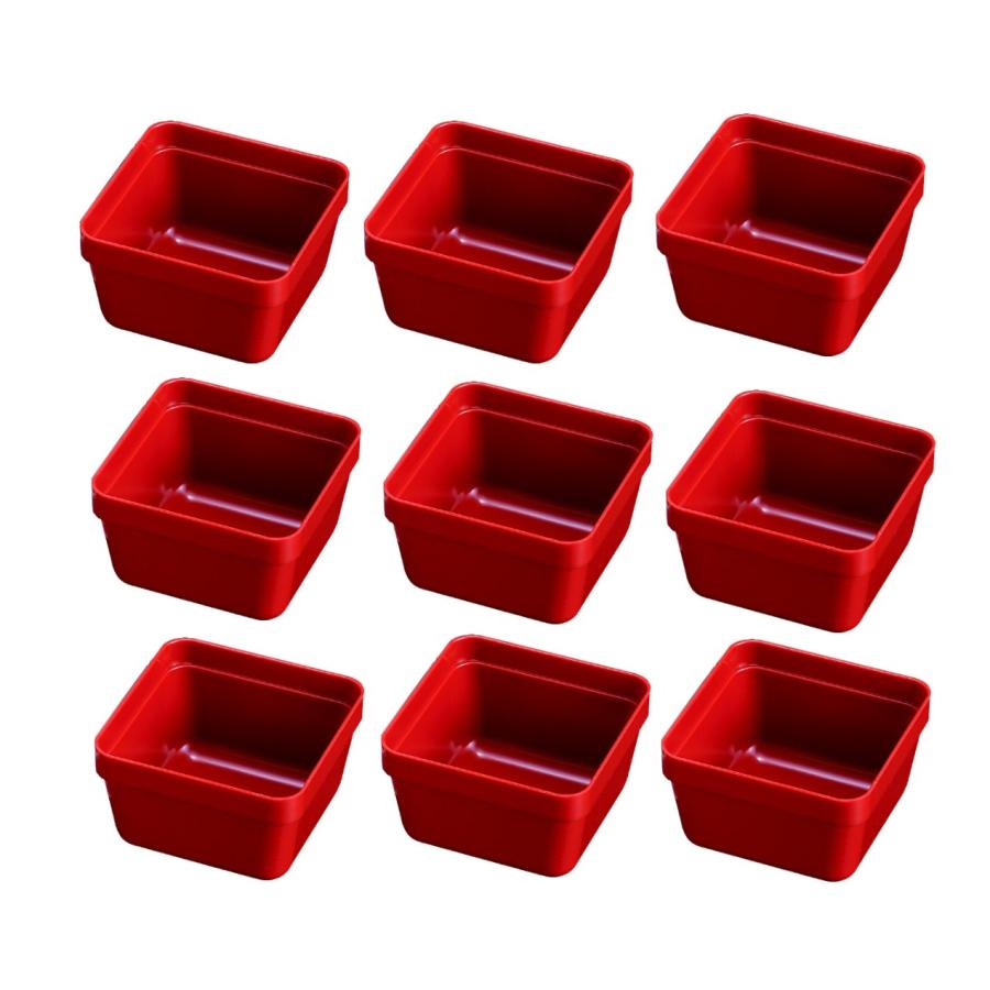 若泉漆器 重箱用仕切 7.5寸千筋重用中子(ミニ)9個用仕切 朱9個 H-160