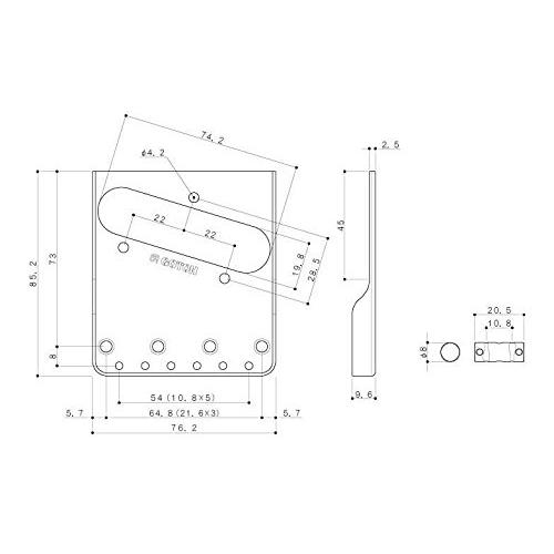 GOTOH TLタイプブリッジ、In-Tuneサドル、クローム(PBS-TC1SC) BS-TC1S-C_2
