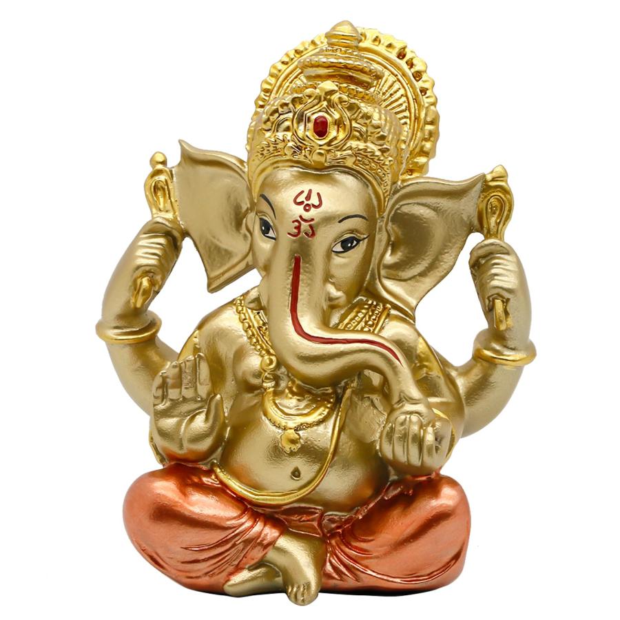 5.インドヒンズー教神木製神像 彫刻 約30cm、極小品 ヒンズー教神ガネーシャ神像 - インドの象のブッダガネーシャ彫刻