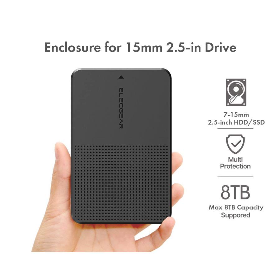 ElecGear USB C 3.1外付けディスクエンクロージャ、7mm?15mm 2.5インチ