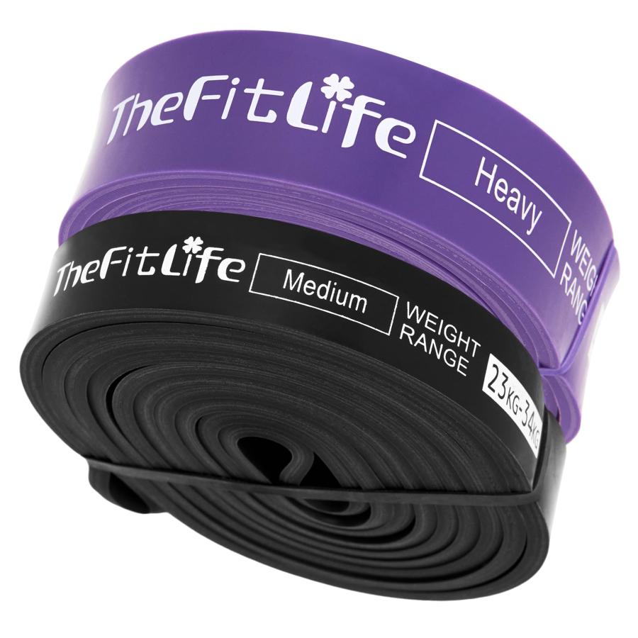 TheFitLife トレーニングチューブ 筋トレチューブ 懸垂チューブ (黒/紫
