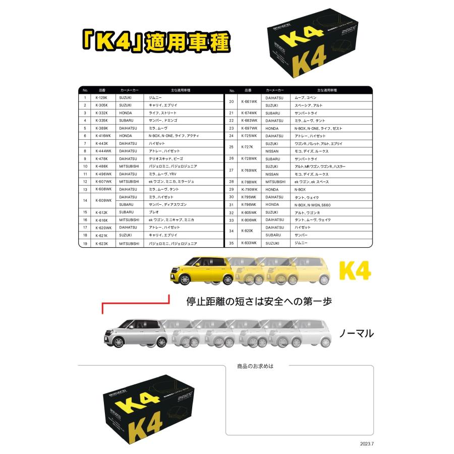 曙(アケボノ) K4 フロント ブレーキパッド 軽自動車専用 K-305K : Shining Today - 通販 - Yahoo!ショッピング