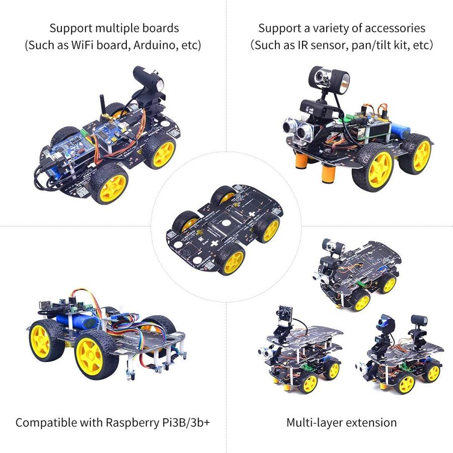 Arduino /ラズベリーパイ用4 TTモーター付き4WDロボットシャーシキット