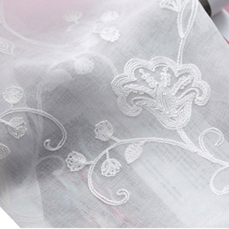 Pureaqu おしゃれ レースカーテン 花柄 遮熱 自然の風を通し 薄い 刺繍