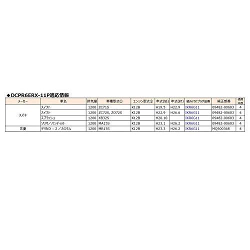 NGKプレミアムRXプラグ4本セット　デリカD2、デリカD2カスタム　MB15S　H23年3月～H26年2月　DCPR6ERX-11P　送料無料 NGK プレミアムRXプラグ DCPR6ERX-11P 4本セット 三菱 デリカD:2/カスタム MB15S H23.3〜H26.2 対応 要適合確認  642