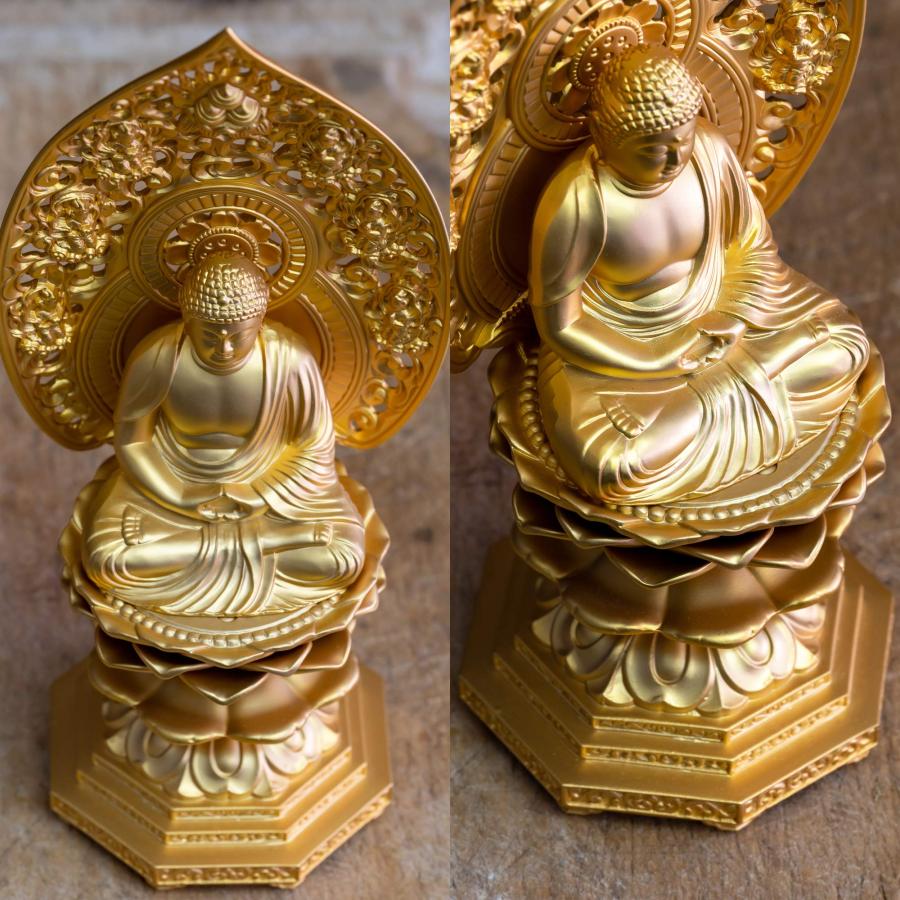 仏像 釈迦如来座像 18cm (金メッキ/24金) 仏師：牧田秀雲 原型＿