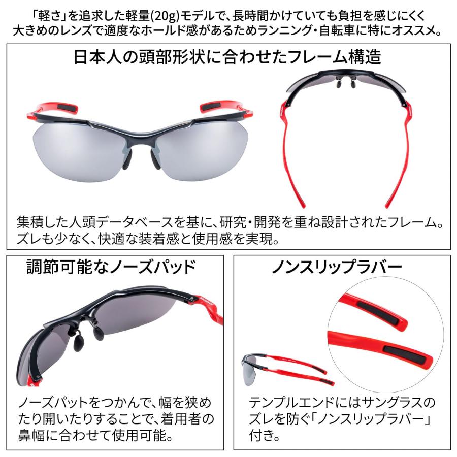 [スワンズ] 運動競技 黒眼鏡 エアレスコア Airless-Core SACR-0701_BK/R 日本製 鏡鑑水晶体